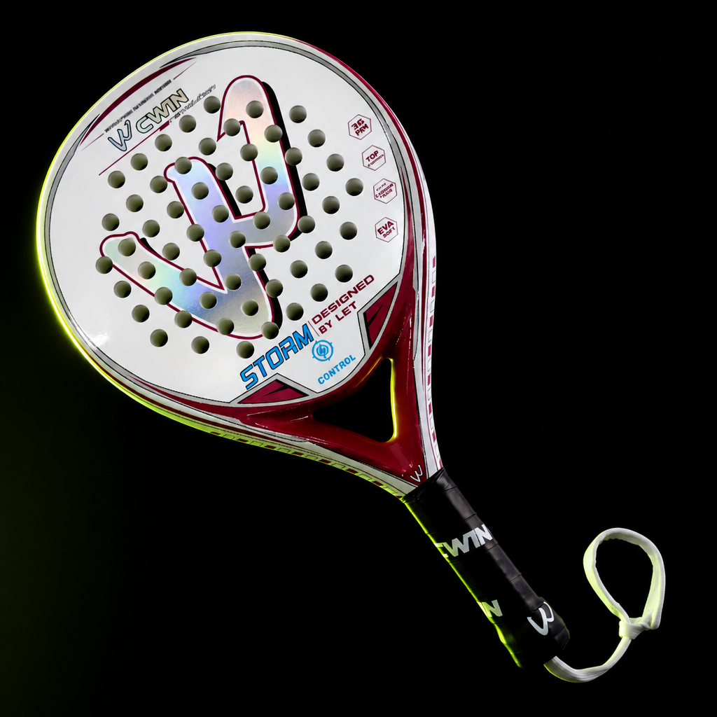 Smashly Storm Padel Schläger Rot/Weiß, Carbon-Fiberglas, 360g